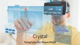  Presentation with augmented reality - Beautiful slide deck featuring concept - young man with virtual backdrop and a  colored foreground