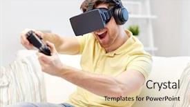  Presentation with entertainment - Presentation theme with 3d glasses with controller game background and a lemonade colored foreground