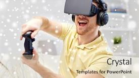  Presentation with augmented reality - Slide set with 3d glasses with controller game background and a lemonade colored foreground