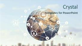  Presentation with connections - Presentation design featuring 3d globe - global connections concept mixed media background and a sky blue colored foreground