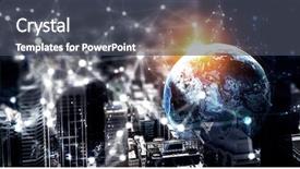  Presentation with emerging technologies in business and biotech - Cool new slide deck with 3d globe internet - new technologies for your business backdrop and a  colored foreground