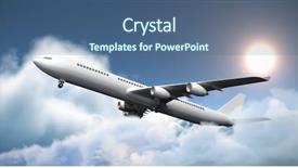  Presentation with graphic - Slides with 3d graphic airplane against idyllic background and a ocean colored foreground
