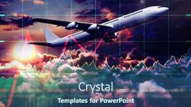  Presentation with airplane - Cool new slides with 3d graphic airplane against stocks and shares backdrop and a ocean colored foreground