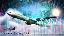  Presentation with finance - Beautiful theme featuring 3d graphic airplane against stocks backdrop and a light blue colored foreground