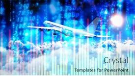  Presentation with shares - Colorful slide deck enhanced with 3d graphic airplane against stocks and shares backdrop and a cool aqua colored foreground