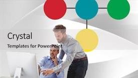  Presentation with mind - Amazing presentation theme having 3d graphics people standing circle - businessmen meeting with mind map backdrop and a light gray colored foreground