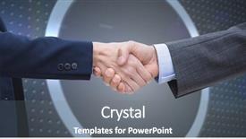  Presentation with shaking hands - Presentation consisting of 3d graphics people standing circle - entrepreneurs shaking hands against grey background and a gray colored foreground