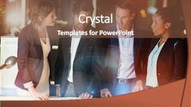  Presentation with blueprint - Theme with 3d group of businesspeople discussing over blueprint in office background and a tawny brown colored foreground