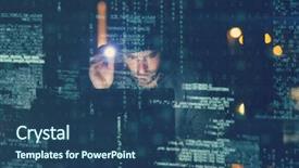  Presentation with hacker - Slides having 3d hacker using laptop in dark room background and a ocean colored foreground