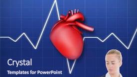  Presentation with heart rate - PPT theme enhanced with 3d heart rate - composite image of blonde businesswoman background and a navy blue colored foreground