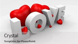  Presentation with hearts - Presentation theme having 3d hearts and love text background and a light gray colored foreground