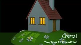  Presentation with hill - Audience pleasing theme consisting of 3d house on a hill backdrop and a  colored foreground