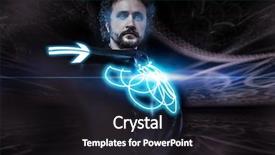  Presentation with science fiction - Cool new PPT layouts with 3d human character - future man science fiction image backdrop and a dark gray colored foreground