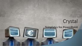  Presentation with media - Colorful PPT theme enhanced with 3d human character - monitor headed businessman mixed media backdrop and a light gray colored foreground