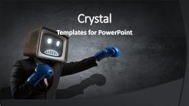  Presentation with monitor stakeholder - Audience pleasing slide set consisting of 3d human character - monitor headed businessman backdrop and a dark gray colored foreground