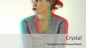  Presentation with funny - Theme enhanced with 3d human character - young woman with funny grimace background and a lemonade colored foreground