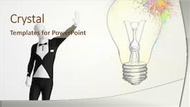  Presentation with human body - Presentation design enhanced with 3d human character is body background and a cream colored foreground