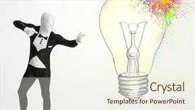  Presentation with human body - Colorful PPT layouts enhanced with 3d human character is body backdrop and a sky blue colored foreground