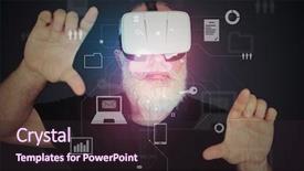  Presentation with touch screen virtual reality - Cool new presentation design with 3d human free - aged bearded man in 3d backdrop and a wine colored foreground