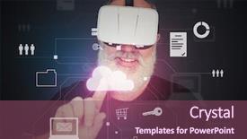  Presentation with touch screen virtual reality - Audience pleasing presentation theme consisting of 3d human free - aged white-bearded man in 3d backdrop and a violet colored foreground