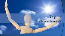  Presentation with wooden cross against the sky - Cool new slide deck with 3d human free - close up of 3d figurine backdrop and a light blue colored foreground