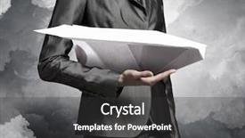  Presentation with plane - Presentation theme consisting of 3d human free - paper plane in hands mixed background and a dark gray colored foreground