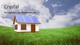  Presentation with solar panels - Amazing theme having 3d illustration of house backdrop and a light blue colored foreground