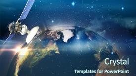  Presentation with solar satellite - Amazing PPT theme having 3d illustration of solar satellite backdrop and a ocean colored foreground