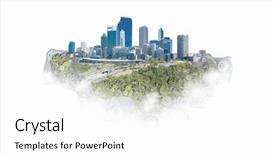  Presentation with eco city - PPT theme consisting of 3d image city - eco healthy life mixed media background and a white colored foreground