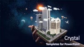  Presentation with development - Audience pleasing presentation consisting of 3d image city - presenting construction development project backdrop and a wine colored foreground