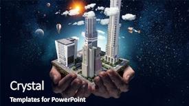 Presentation with development - PPT theme enhanced with 3d image city - presenting construction development project background and a black colored foreground