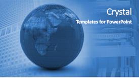  Presentation with 3d character blue globe - Theme with 3d image of blue globe background and a teal colored foreground