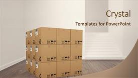  Presentation with cardboard art sculpture - Presentation theme consisting of 3d image of cardboard boxes background and a lemonade colored foreground