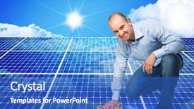  Presentation with solar panel - Cool new PPT theme with electric power saving - 3d image of classic solar backdrop and a teal colored foreground