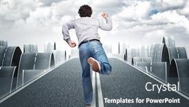  Presentation with asphalt - PPT theme consisting of 3d image of long asphalt way and running man background and a dark gray colored foreground