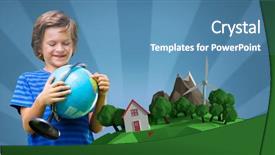  Presentation with earth planet globe - PPT theme having 3d image of planet earth background and a teal colored foreground