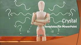  Presentation with wooden - Amazing PPT theme having 3d image of wooden figurine backdrop and a gray colored foreground