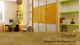  Presentation with textile - Theme consisting of textile 3d - 3d interior of the children's background and a gold colored foreground