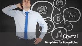  Presentation with head - Audience pleasing PPT theme consisting of 3d jigsaw puzzle - business man scratching head backdrop and a dark gray colored foreground