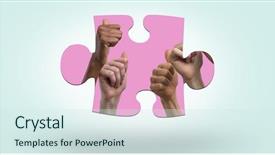  Presentation with women safety against harrasment - Beautiful PPT layouts featuring 3d jigsaw puzzle - multiethnic women showing their thumbs backdrop and a sky blue colored foreground