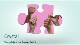  Presentation with women safety against harrasment - Colorful theme enhanced with 3d jigsaw puzzle - multiethnic women showing their thumbs backdrop and a sky blue colored foreground