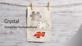  Presentation with old paper rope border - Slide set featuring 3d jigsaw puzzle - paper pinned to rope mixed background and a soft green colored foreground