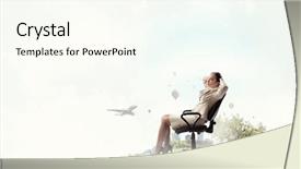  Presentation with rest - Cool new presentation design with 3d job satisfaction - businesswoman having rest in chair backdrop and a cream colored foreground