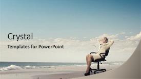  Presentation with rest - Cool new presentation design with 3d job satisfaction - businesswoman having rest in chair backdrop and a light gray colored foreground
