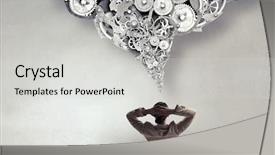  Presentation with rest - PPT layouts featuring 3d job satisfaction - businesswoman having rest in chair background and a light gray colored foreground