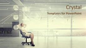  Presentation with rest - Audience pleasing presentation theme consisting of 3d job satisfaction - businesswoman having rest in office backdrop and a soft green colored foreground