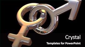  Presentation with men women are equal - Slides with 3d little humans - symbol men and women love background and a black colored foreground