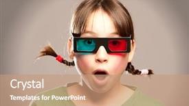  Presentation with movie - Presentation theme with 3d little humans - young girl watching a movie background and a coral colored foreground