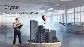  Presentation with development - Audience pleasing PPT layouts consisting of 3d man constructor - best development project mixed media backdrop and a light gray colored foreground