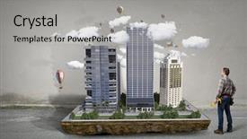  Presentation with infant development - PPT theme having 3d man constructor - my best development project mixed background and a light gray colored foreground